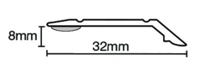 Zenith 289.9MSA Stick Down Sloping Edge 8mm Matt Silver (2.7m x 10 lengths)