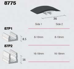 PVC 8775 Flexible Trim Top (36mm) 2.75m Length